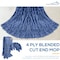 Kleen Handler 16 Oz Cut-End Blended Wet Mop Head Refill with 1.25-Inch Universal Band, Blue KHES-CEM-BD-BL-16-1 - alternate 3